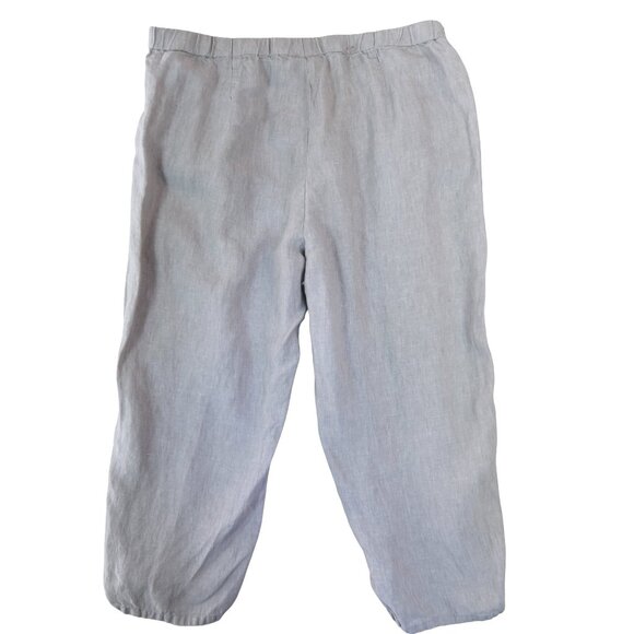 J. Jill Love Linen Pants Size L Beige Gray 100% Linen Relaxed Casual Coastal - Picture 2 of 9